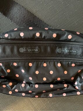 Lesportsac Black Cosmetic Pouch with Pink Polka Dots